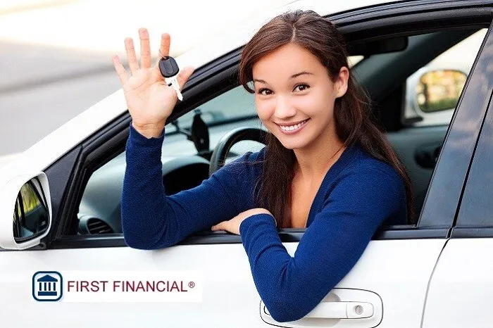 First Financial auto loan application process illustration